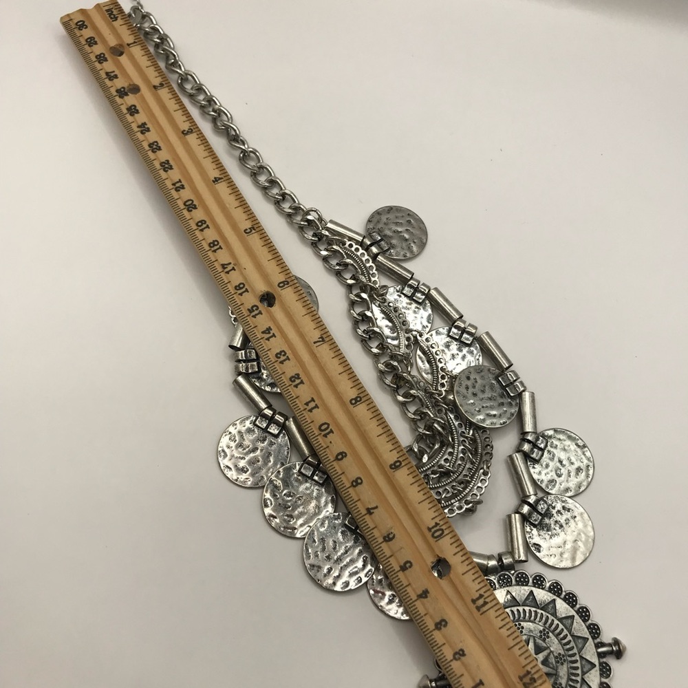 Antique Silver-Tone Multi Layered Statement Neckl… - image 6